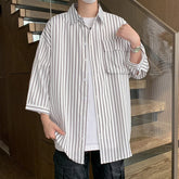 Threebooy Stripe Pattern Summer Shirt Men's Clothing High Quality Luxury Men's Shirt Loose Fitting Harajuku Fashion New in Short Sleeve